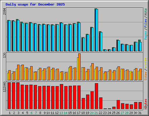Daily usage for December 2025